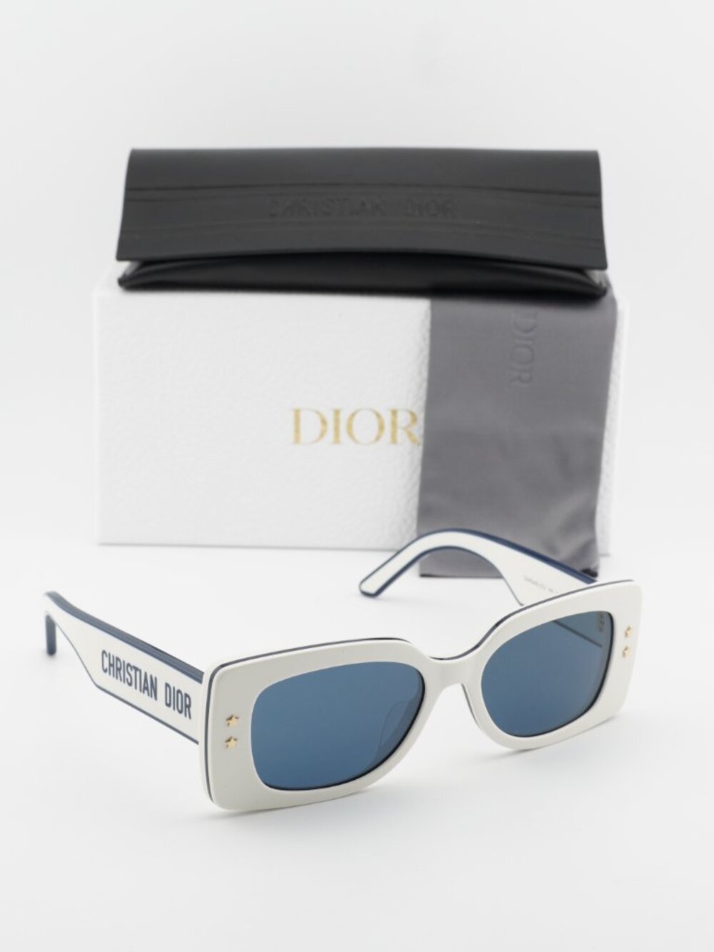 Dior DIORPACIFIC S1U 95B0 Rectangle Sunglasses – Ivory / Blue - Picture 13 of 13